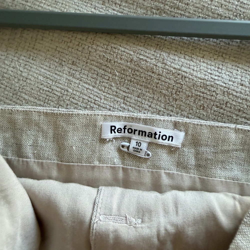Reformation Antonia Linen Top in Oatmeal Size 10 - Picture 5 of 6